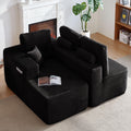 VORENE 104 Inch Cloud Sectional Sofa L Shape Chaise Side Pocket Modular Plush Fabric, Black Left Facing