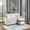 VORENE 2 Piece Convertible Corduroy Sectional Sofa Reversible Chaise With Storage And Bed, Beige