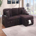 VORENE 2 Piece Convertible Sectional Sofa With Table Cup Holder USB Port And Storage, Coffee