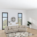 VORENE 2 Piece XL Plush Corduroy Sectional Sofa Round Chaise With Pillows, Camel