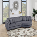VORENE 2 Piece XL Plush Corduroy Sectional Sofa Round Chaise With Pillows, Dark Gray