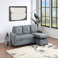 VORENE 2pc Convertible Polyfiber Sectional Sofa with Pull Out Bed and Storage Chaise, Black Gray