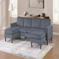 VORENE 3pc Corduroy Sectional Sofa with LAF RAF Chaise and Armless Loveseat, Dark Gray
