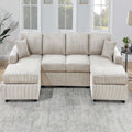 VORENE 3pc Modern Sectional Sofa Set with Armless Loveseat and Dual Side Chaise, Ivory