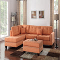 VORENE 3pc Reversible Tufted Polyfiber Sectional Sofa Set with Chaise and Ottoman, Citrus