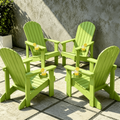VORENE 4-Pack Folding Adirondack Chairs HDPE All-Weather Outdoor Seating with Cup Holder Lime Green