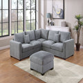 VORENE 4pc L Shaped Corduroy Sectional Set with LAF RAF Loveseat Wedge and Ottoman, Fog