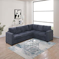 VORENE 4pc L Shaped Corduroy Sectional Set with One Arm Loveseat Wedge and Armless Chair, Dark Gray
