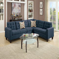 VORENE 4pc Modular Polyfiber Sectional Sofa with LAF RAF Loveseat and Armless Chair, Navy