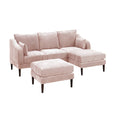 VORENE 5 Piece L Shaped Modular Sectional Sofa Set With Chairs And Ottomans, Blush Pink
