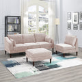 VORENE 5 Piece Modular Sectional Sofa Set Morgan Fabric With Chairs And Ottoman, Blush Pink