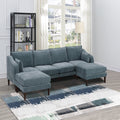 VORENE 6 Piece U Shaped Modular Sectional Sofa Set Morgan Fabric For Living Room, Mineral