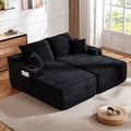 VORENE 69 Inch Cloud Sectional Couch L&R Chaise Deep Seat 2 Seater Plush Fabric Living Room, Black