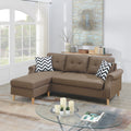 VORENE Corner Reversible Sectional Sofa Soft Polyfiber Upholstered for Living Room, Light Coffee