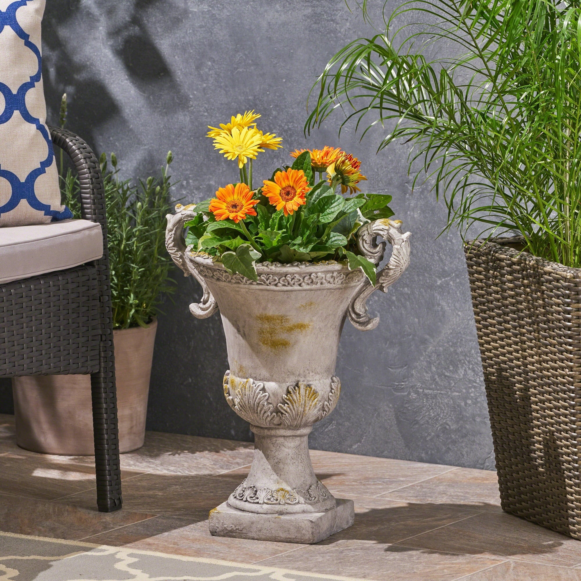 VORENE Delphine Urn Planter, Classic MGO Garden Decor for Entryway