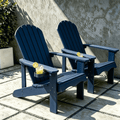 VORENE Folding Adirondack Patio Chair Set of 2 All-Weather HDPE Outdoor Seating with Cup Holder Navy Blue