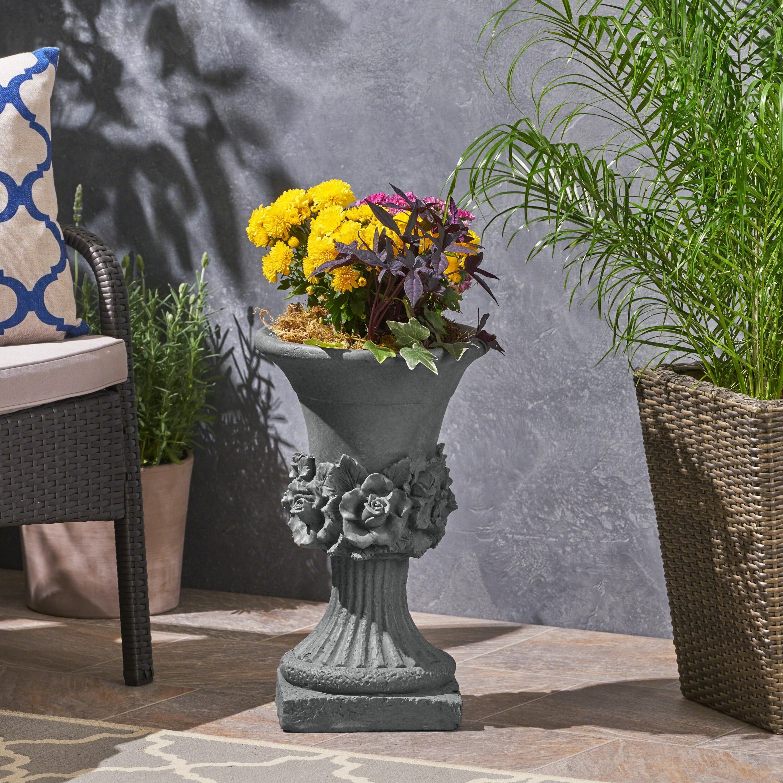 VORENE MGO Garden Urn Planter Classic Indoor Outdoor Plant Container
