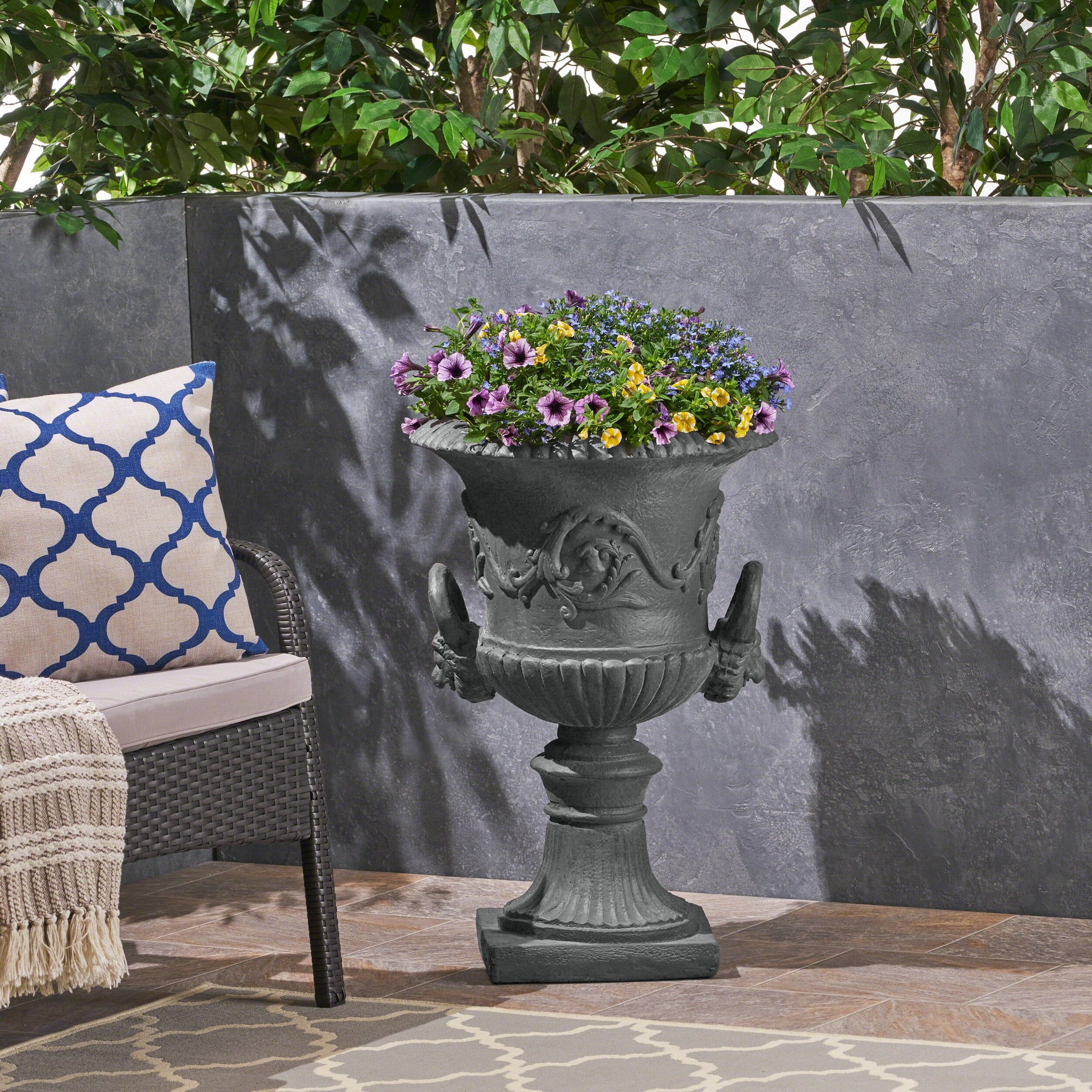 VORENE MGO Garden Urn Planter Sturdy Decorative Plant Pot Ideal for Outdoor Patio Yard and Garden