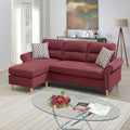 VORENE Reversible Polyfiber Sectional Sofa With Chaise Pillows And Nailhead Details, Paparika Red