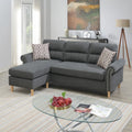 VORENE Reversible Polyfiber Sectional Sofa With Chaise Pillows And Nailhead Details, Slate