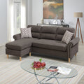 VORENE Reversible Polyfiber Sectional Sofa With Chaise Pillows And Nailhead Details, Tan