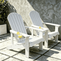 VORENE Set of 2 Folding Adirondack Chairs HDPE All-Weather Patio Seating with Cup Holder White