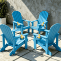VORENE Set of 4 Folding Adirondack Chairs HDPE All-Weather Outdoor Seating with Cup Holder Aruba Blue