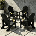 VORENE Set of 4 Folding Adirondack Chairs HDPE Weatherproof Patio Seating with Cup Holder Black