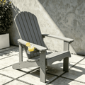 VORENE Single Folding Adirondack Chair HDPE All-Weather Outdoor Seating with Cup Holder Gray