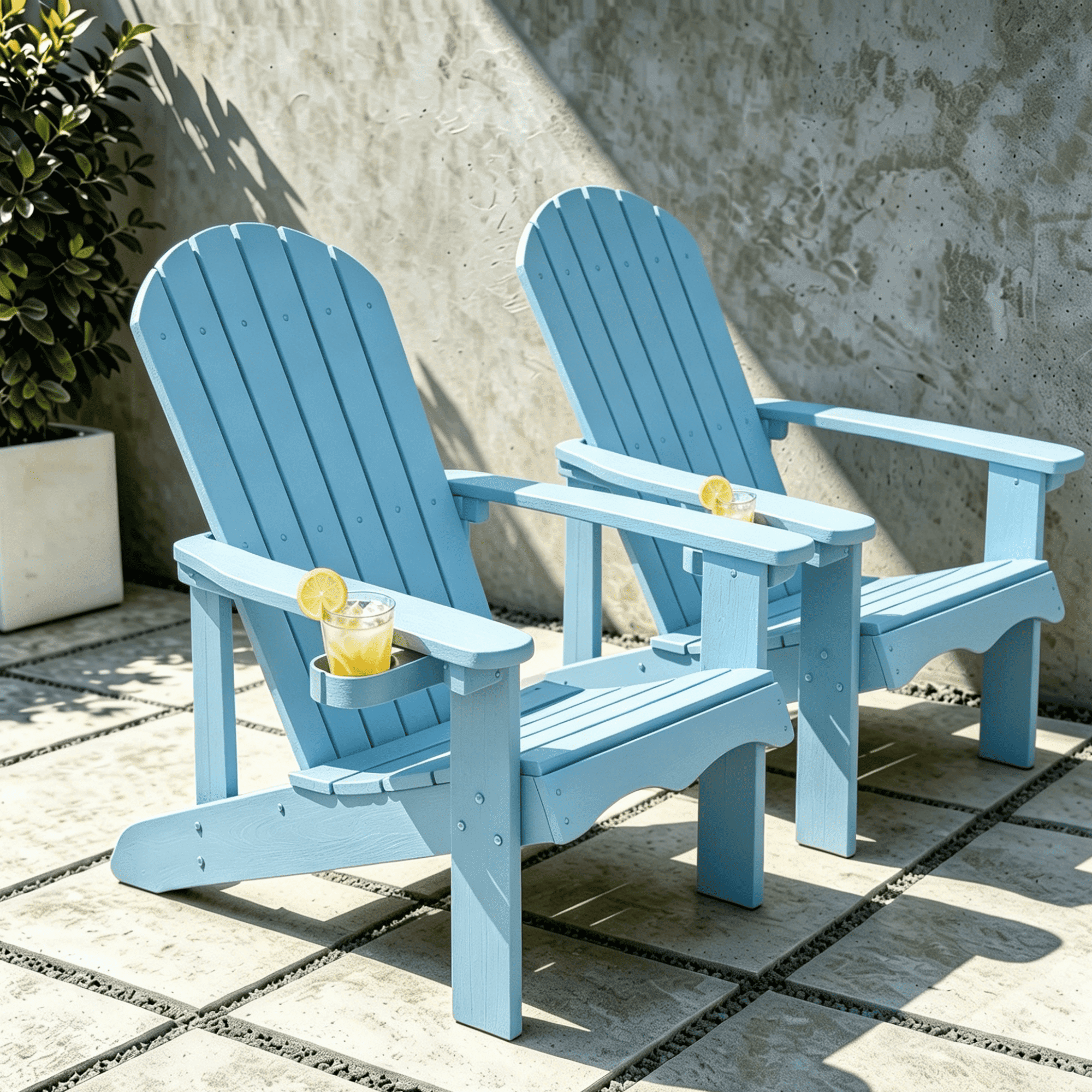 VORENE Single Folding Adirondack Chair HDPE All-Weather Patio Seating with Cup Holder Lime Green