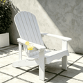 VORENE Single Folding Adirondack Chair HDPE Weatherproof Patio Chair with Cup Holder White